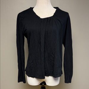 Elle Black Long Sleeve Top Size L Pima Cotton Modal